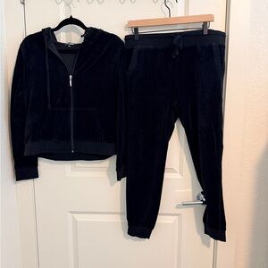 Fashion Nova Black Velour Tracksuit